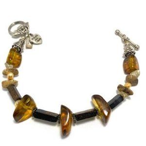 Handmade Bracelet by Surdigirl ~ Jasper, Amber, Pearl Bracelet
